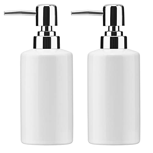 Image of FE Soap Dispenser, 300ml /10oz Ceramic Liquid Soap Pump Dispenser, Refillable Dish Soap Dispenser for Kitchen Bathroom Washroom (White, 2 Pack)