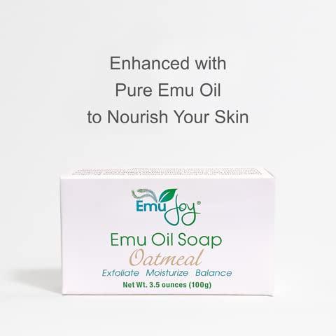 Emu Joy Soap | Emu Oil-Oatmeal Exfoliate | Moisturize | Helpful In Controlling Red, Dry, Itchy Skin | All Natural Ingredients | One Solution For Whole Family | Safe For Kids And People With Sensitive Skin | Long Lasting Bar | Mild Scent | #TOP3