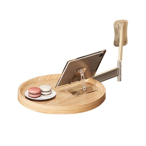 GJZQDKX Mesa Redonda Plegable de Pared: Mesa Auxiliar para sofá Que Ahorra Espacio y pequeño Escritorio con Estante retráctil, Ideal para Dormitorio, Estudio, Sala de Estar y balcón (Acabado en Made