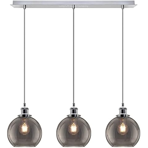 Three-Light Smoked Grey Pendant Light Fixture Cover