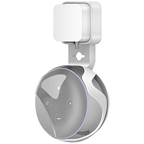 Echo Dot Wall Mount Compatible with Amazon Echo Dot 3rd Generation Alexa, A Space-Saving Echo Dot Accessories Without Messy Wires or Screws (White)