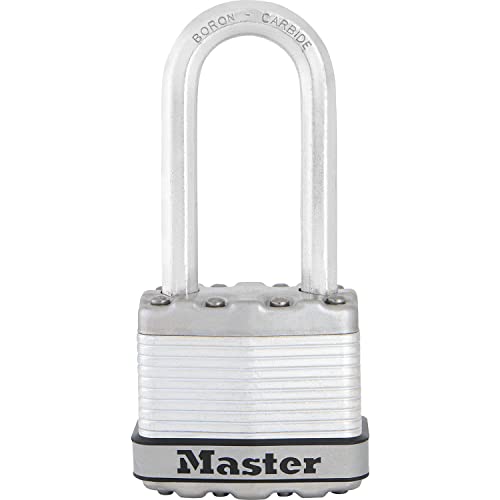 MASTER LOCK Cadenas Haute Sécurité [A Clé] [Acier Laminé] [Extérieur] [Anse L] M1EURDLH - Idéal pour les remises, les garages, les clôtures et les...