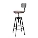 MOCHIYIA Stołki barowe lite drewno z oparciem i podnóżkiem styl przemysłowy rodzina kuchnia na zewnątrz bar śniadanie cateringowy blat wysokie obrotowe krzesło podnoszenie stołek regulacja wysokości 98-120 cm czarny