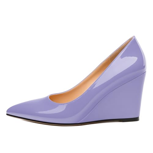 Womens Wedge Heel Pumps Shoes, Pointed Toe High Heel Dress Shoes for Women 3.3"2