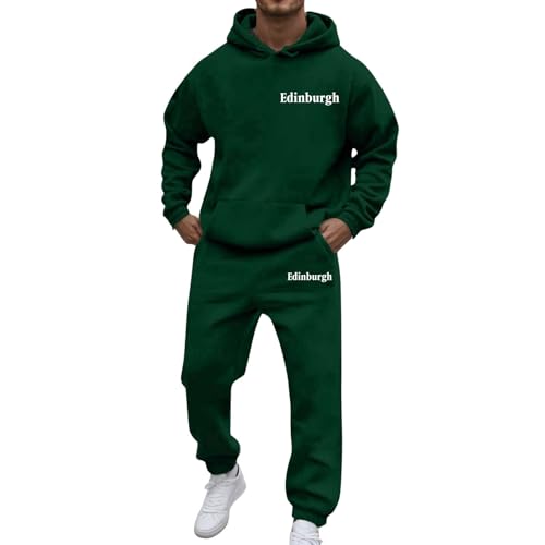 DUHENWU Chándal para hombre de 2 piezas, conjunto de sudaderas con capucha, pantalones de chándal de invierno, traje deportivo holgado, traje informal para el tiempo libre, Y2K, sudadera, traje, traje