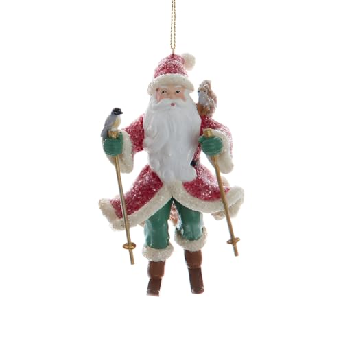 Kurt Adler E0969 Comfort And Joy Skiing Santa Ornament, 5-Inch, Festive Resin Decoration, Detailed Christmas Figurine cover