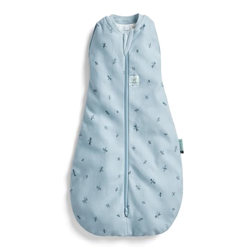 Image of ergoPouch Cocoon Swaddle Sack 0.2 TOG - Baby Sleep Sack, Gentle Snug Fit Helps Calm Startle Reflex, Ideal for Arms In/Out Sleeping, Soft Breathable Fabric for Better Sleep (6-12 Months, Dragonflies)