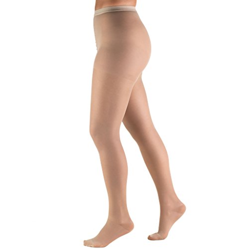 Image of Truform 15-20 mmHg Compression Pantyhose, Sheer 20 Denier Women's Shaping Tights, Nude, Petite