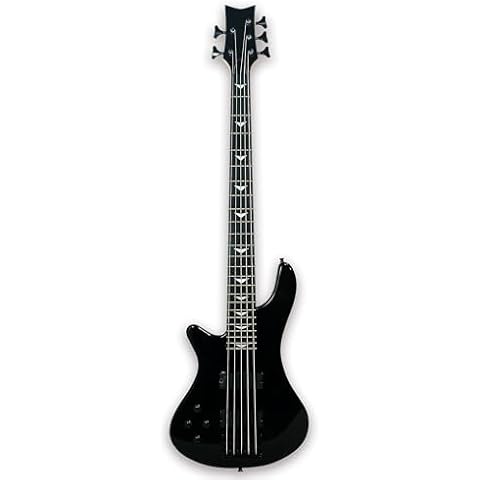 Tario Black Left-handed 5 String Electric Bass, Bolt-on Maple Neck, Poplar Body Cover
