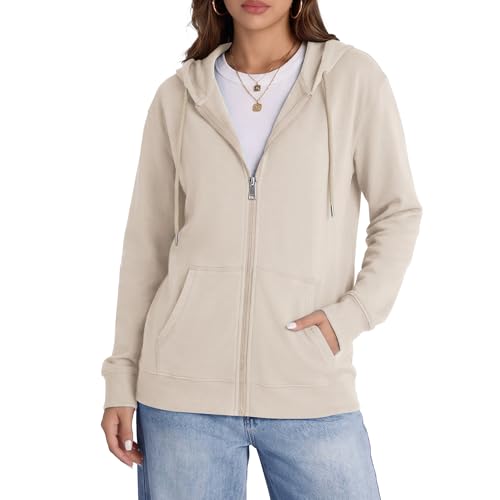 Image of Witsmile Zip Up Hoodie Women Oversized Sweatshirt Long Sleeve 2026 Fall Outfit Lightweight Jackets Workout Clothes