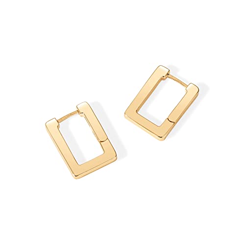 PAVOI 14K Gold Plated 925 Sterling Silver Post Square Hoop Earrings | Geometric Rectangle Gold Hoop Earrings for Women3