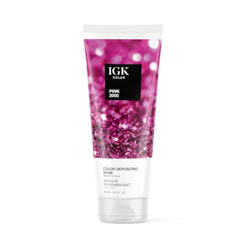 IGK Hair Gloss Toner & Color Depositing Mask | Bright Fuchsia Semi-Permanent | Vegan + Cruelty Free | Pink 2000