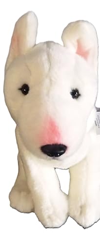 White English Bull Terrier Plush Toy Dog Plushie Can Be Personalized & Customized With An Engraved Tag, Collar and Stunning Gift Wrap