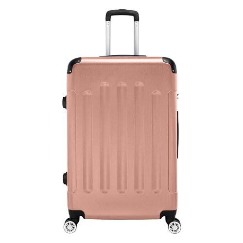 Luggage 3 Piece Set Suitcase, Airline Approved ABS Hardshell Luggage with Spinner Wheels, Carry on Lightweight Suitcase with Telescoping Handle, Rose Gold(20 ", 24 ",28")2