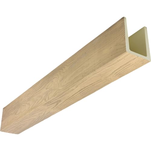 Ekena Millwork 3 1/2'W x 5 1/2'H x 96'L 3-Sided (U-Beam) MENA HeritageTimber Faux Wood Ceiling Beam, Natural White Oak