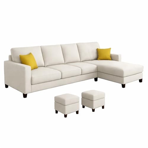 Image of Casaliving Rolando Seater L Shape Sofa Set for Living Room Left Side (Cream, 6 Seater - RHS)
