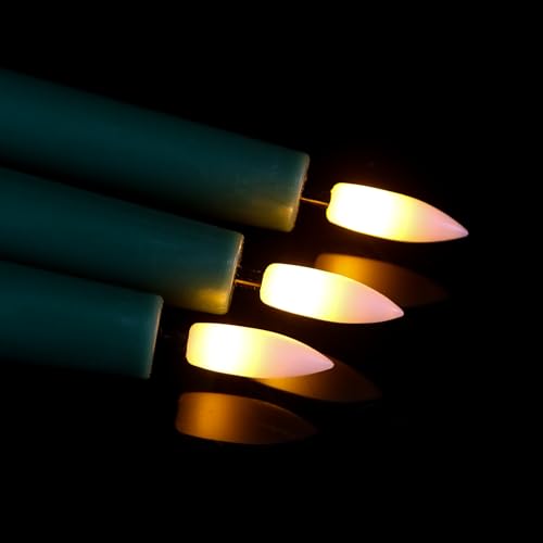 Image of Christmas Green Flameless Taper Candles with Remote, Real Wax LED Taper Candles Battery Operated with 3D Wick, 3 Pcs Flameless Candlesticks for Christmas Home Decor(0.78 inch x 9.65 inch)