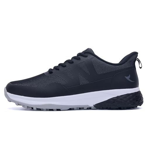 Image of Men's Spiked Golf Shoes Slip-On Waterproof Non-Slip Lightweight Outdoor Walking Shoes for Golfers Footwear US Size 7-12