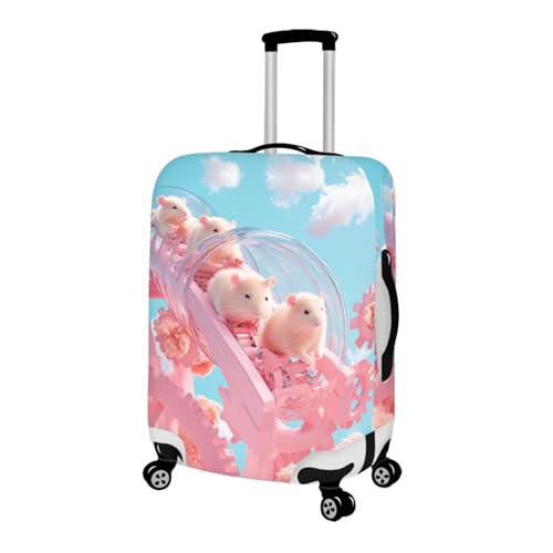 FOR U DESIGNS Pink Cartoon Guinea Pig Suitcase Protector Cover Elastic Anti-Scratch Luggage Sleeve 18-21 Inch Carryon Luggage for Travel Vacation Family Trips2