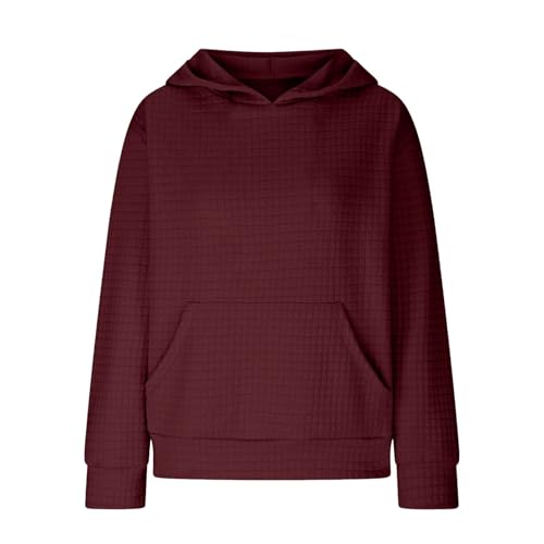 Cute Hoodies For Teen Girls Waffle Knit Hooded Long Sleeve Pullover Top Trendy Fall Fashion Sweatshirt Preppy Clothes3