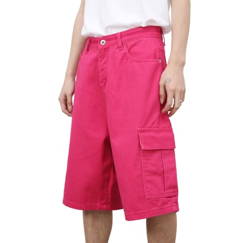 Baggy Capris Pants for Men Unisex Wide Leg Y2K Casual Summer Cropped Jeans