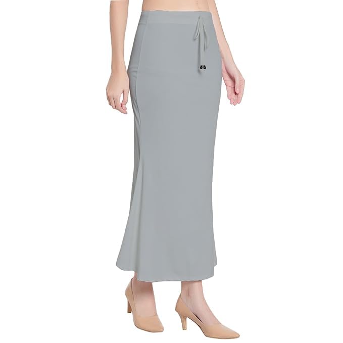 Image of Saree Shapewear Petticoat for Women Cotton Blended Lycra Shaper Petticoat with Elastic & Lace (Drawstring) Long Under Skirt Fishcut Wrinkle Free Shapewear