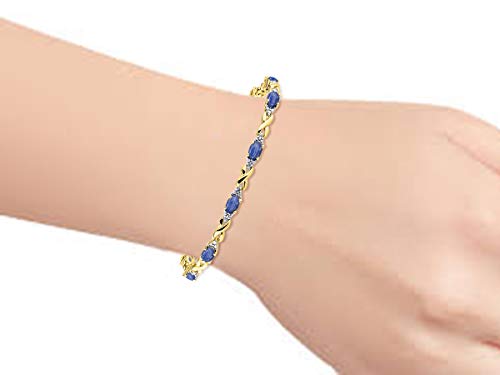 RYLOS Bracelets for Women Yellow Gold Plated Silver XO Hugs & Kisses Tennis Bracelet Gemstone & Genuine Diamonds Adjustable to Fit 7"-8" Wrist, 10 Gorgeous 6X4MM Jewelry for Women Friendship Bracelets2