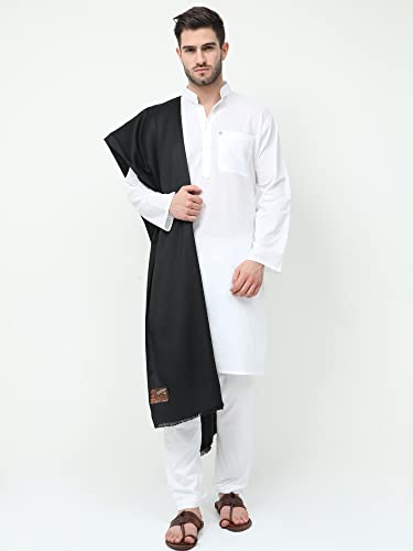 Image of Arvore Bunkaar Men's Dhariwal Plain Woolen Handloom Lohi /Shawl (48 inch X 102 inch)