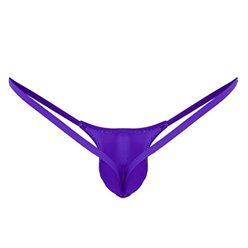 Sexy Underwear For Men Naughty For Sex/Play U Bulge Pouch G-String Thong Solid Color Briefs Stretchy Soft Trunks Purple #TOP2