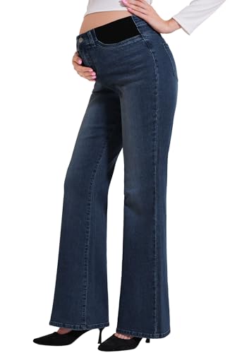 PACBREEZE Women's Maternity Flare Jeans Mid-Rise...