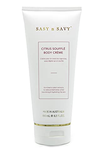 Sasy n Savy, Citrus Soufflè Hydrating and Nourishing Body Crème, Plant-Based Natural Ingredients For Daily Moisture, 6.08 fl oz(180mL)