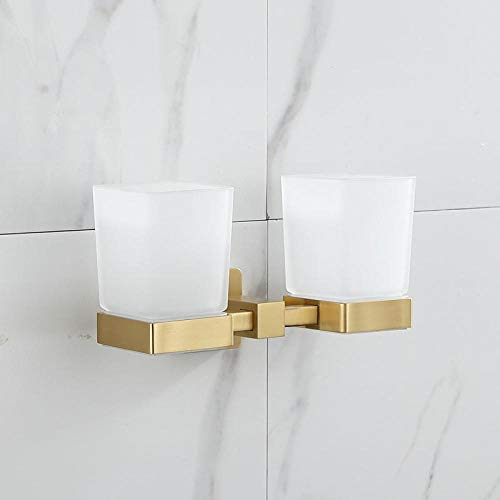 CBXSF Badezimmerbedarf Leichte Luxus Gebürstete Gold Alle Kupfer Gold Bad Handtuchhalter Bad Hardware Zubehör Bad Handtuchhalter Bad Zubehör-Doppelbecher (Matte Tasse) Cover
