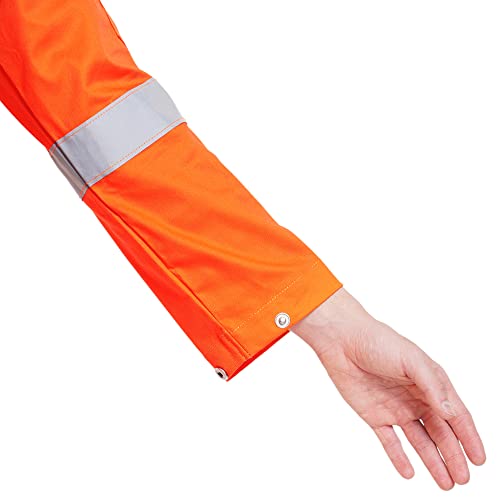 Image of MEN'S 100% COTTON FIRE RETARDANT INDUSTRIAL WORK WEAR COVERALL BOILER SUIT WITH REFLECTIVE TAPE 245 GSM (L - 40, ORANGE)