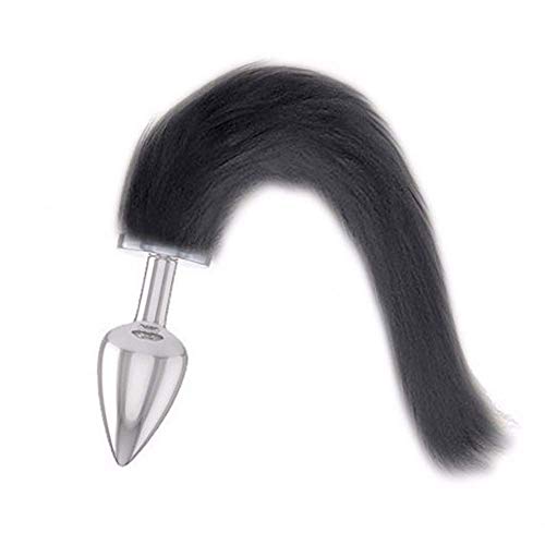 plug anal Plug Anal Prata com Rabo Preto Calda Pequeno