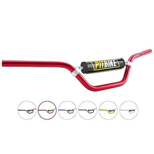 Image of Handlebars 7 /8 Inch for Motorcycle,RUTU Upgraded Universal Dirt Bike Handle Bar with Crossbar Pad Mid-Rise Mini Bike Pit Bike Handlebar for Motocross ATV Quad - Red