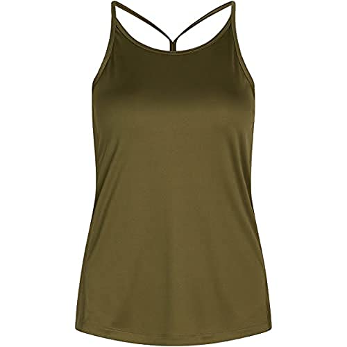 ZEBDIA Women's Sports Strap Top Army T-Shirt, S