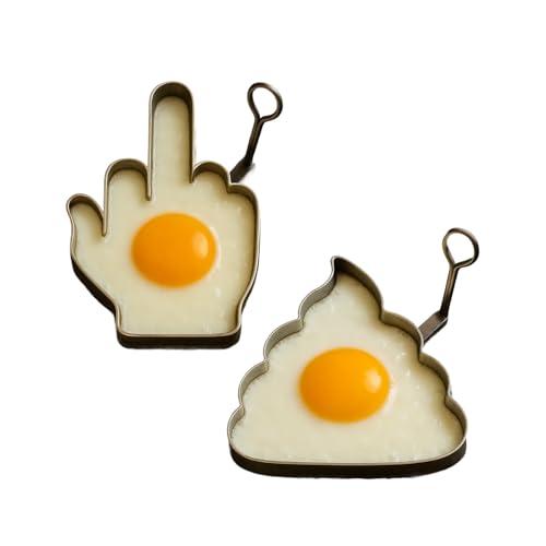 Funny Middle Finger Egg Mold, Nonstick Middle Finger Egg Rings, Unique Shaped Eggs Fired Mold, DIY Breakfast Cooking Mold for Camping Indoor Breakfast Sandwich Burger (All)