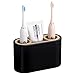 Shinowa Porte Brosses à Dents en Résine avec Trou de Drainage, Support de Brosse à Dents Électrique à 3 Compartiments, Organisateur Salle de Bain pour Comptoir Lavabo Toilettes, Noir