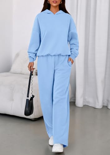 Image of PRETTYGARDEN Womens Sweatsuits 2 Piece Set 2026 Casual Winter Long Sleeve Hoodie Loose Wide Leg Sweatpants Fall Tracksuit