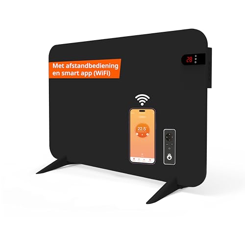 Könighaus 450 W Smart Dual Infraroodverwarming Wi-Fi App Control met Afstandsbediening Inclusief Handdoekhouder Voeten en Bevestigingsmateriaal Kleur: Zwart