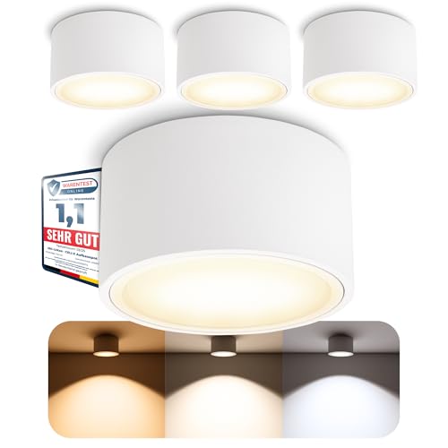 SSC-LUXon 4 Stück CELI-X Aufbauleuchte LED flach mit schöner Lichtfläche...