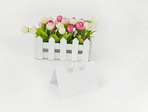 LATRAT 20 Stück weiße Schmetterlingskarten Laserschnitt, Name Platz Karten, Weiß Schmetterling weiße Tischkarten, für Gastgeschenke Geburtstag Tischkarten Hochzeit Party Favor