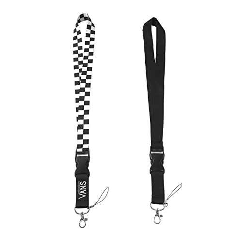 2 Pack Black White Check Lanyard Strap for Wallet Key chains Keys ID Holder Keys,Stainless Metal Swivel Hook, Phones with Quick Release Buckle for Man Women Kids