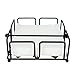 Portatovaglioli Nero in Metallo con Barra Fermatovaglioli, Dispenser Porta Tovaglioli di Carta, Design Quadrato Decorato (18x18x7 cm), per Tavolo di Cucina, Ristorante e Bar (Posate)