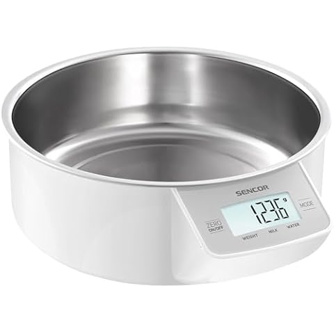 SENCOR - Kitchen Seale, Removable Stainless Steel Dish for Easy and hygienic Care, 4 sensors for Higher Weighing Accuracy, SKS 4030WH, 2 Years Replacement Warranty Cover