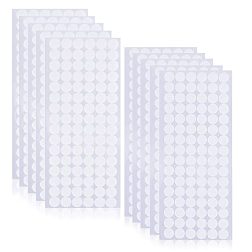 960 pièces de 15 mm à Scratch Autocollant Rond, PUDSIRN 480 paires de Crochet et Boucle adhésifs, Pastille Adhesive Collant Point Monnaies arrière, bureau de l'école à domicile (blanc) Cover