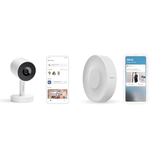 Netatmo Smart Indoor Kamera Advance + Smart Indoor Sirene - KI-optimierte Gesichtserkennung, 2-Wege-Audio, 130° Weitwinkelansicht, 2K HDR, 30 fps, 16-facher Zoom, 2X SD-Karte - Weiß