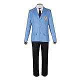 jrswai Anime Ouran High School Host Club Cosplay Costumes Haruhi Fujioka School Uniform Halloween Outfit Full Set (L, Blue)