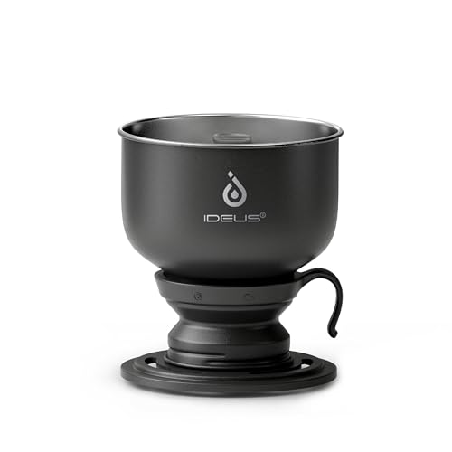 Ideus Brew Pour Over Dripper, Portable Stainless Steel Reusable Filter Manual Camp Coffee Maker BPA-Free for Home, Office & Camping, Black