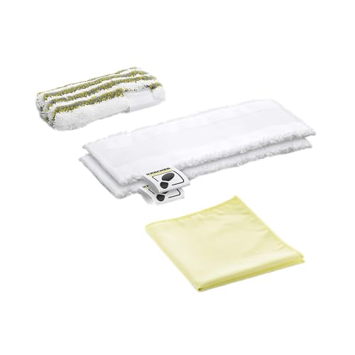 Kärcher Kit de paños de microfibra para el baño, 2 paños para suelos, 1 funda abrasiva para la boquilla manual y 1 paño de pulido, compatible con las limpiadoras a vapor SC de Kärcher